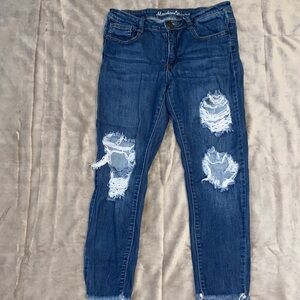 Machine Dark Blue Ripped Skinny Jeans